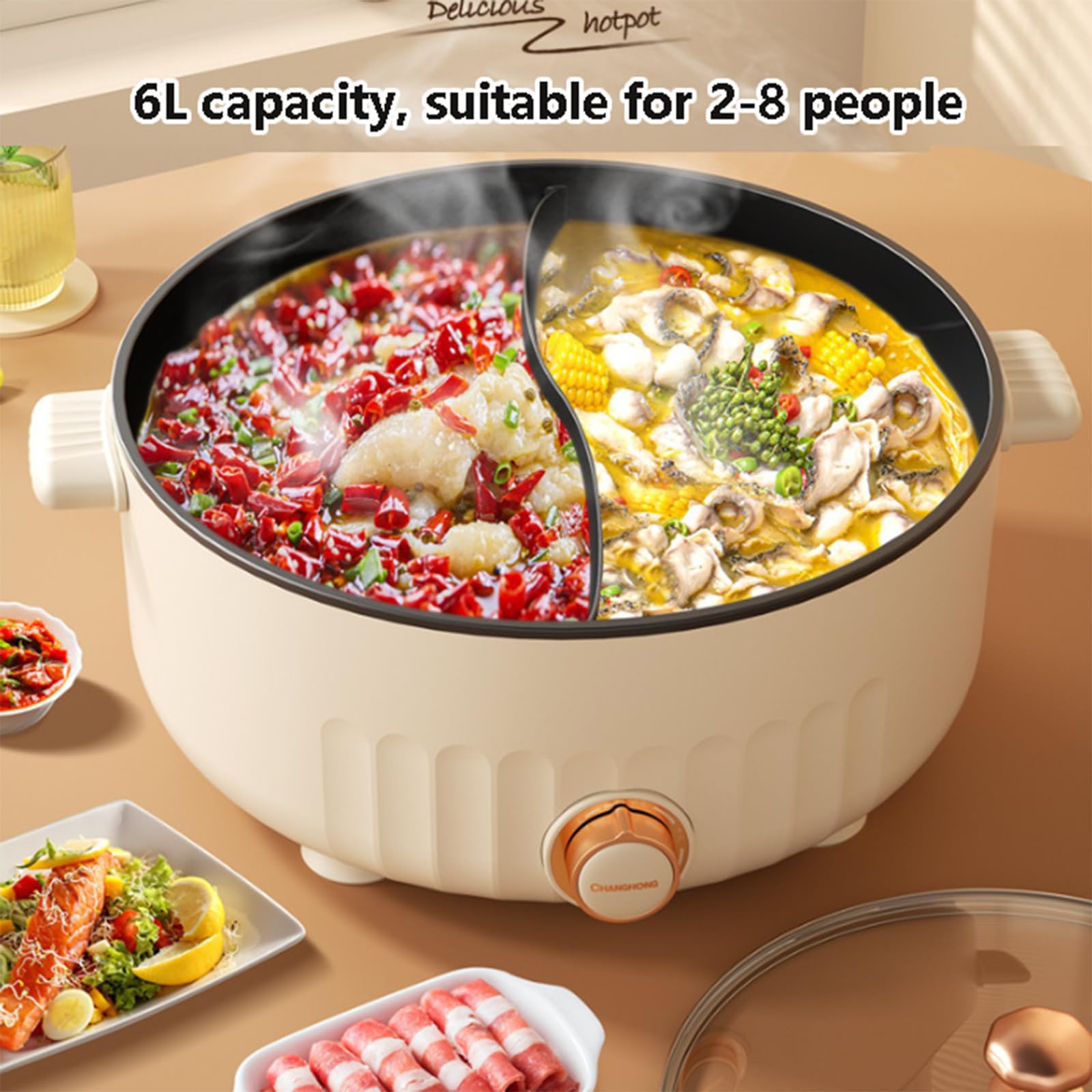 Amazon.com: Kioxiuin 6L Dual-Sided Electric Hot Pot, Non-Stick